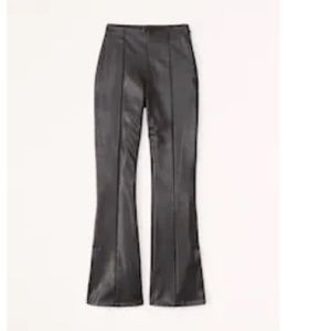 Black Abercrombie and Fitch split-hem flare Vegan leather pants!
